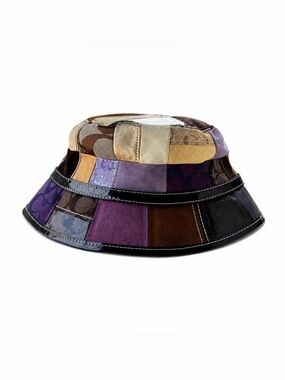 Vintage Y2K Coach Patchwork Purple Multicolor Bucket Hat - F80113
